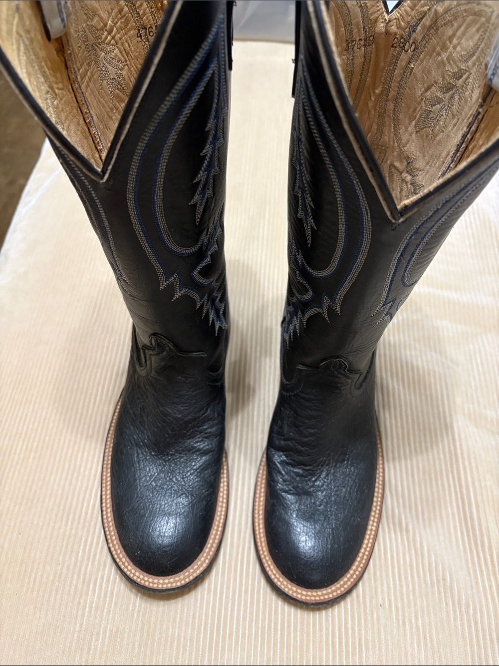 Women’s Black Leather Heeled Cowboy Boots - Classic Western Style